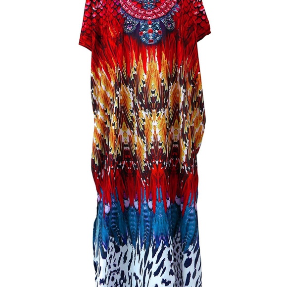 Feather Print Kaftan Sale unto 75% OFF-Kaftan Dresses Online - Picture 1 of 4